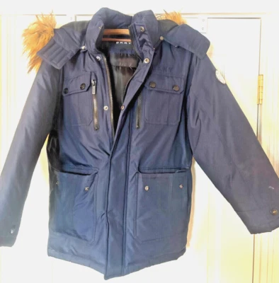 10/12 Boys Winter Coat DKNY Diesel Insulated Quilted Puffer Ski Jacket Fur MINT - Image 1 of 4