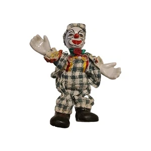 Collectible Figurine Clown Vintage 80’s 2pcs. Painted Porcelain Face Hands - Picture 1 of 11