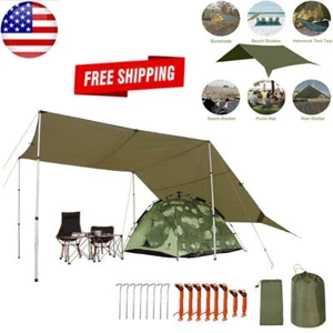 Camping Tent Tarp Outdoor Waterproof Flame Rain Fly Tarp Shelter Hiking Picnic - Picture 1 of 8