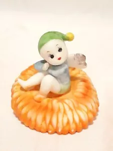 Vintage National Potteries Pixie Flower Angel On Flower Japan C6948 November - Picture 1 of 11