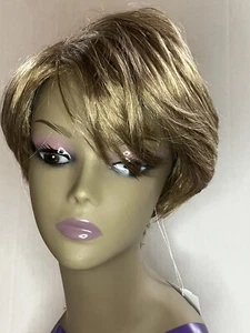 WIG Short Razored Bob Swirl Brown Flapper Highlights #102 - Picture 1 of 8