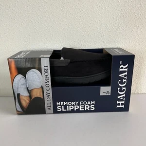 Haggar Venetian Slippers Mens Size XL 11-12 Black Memory Foam Suede Fleece NIB - Picture 1 of 4