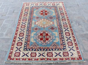 3'8 x 4'9 Hand knotted afghan tribal kazak wool area rug, 3x5 persian area rug - Picture 1 of 10