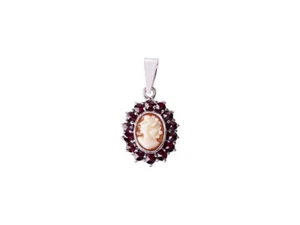 Colgante camafeo granate bohemio original plata 925 símbolo joyería - NUEVO - Imagen 1 de 1