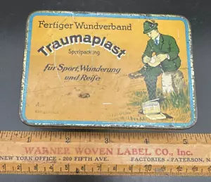 GERMAN CARL BLANK BONN TRAUMAPLAST MEDICAL PLASTER TIN 1930S, WITH CONTENTS! - Picture 1 of 7