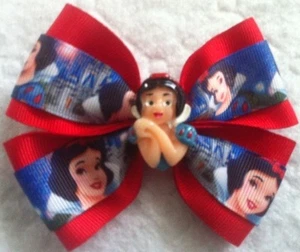 Girls Hair Bow 4" Wide Snow White Red Grosgrain Ribbon French Barrette - Picture 1 of 3