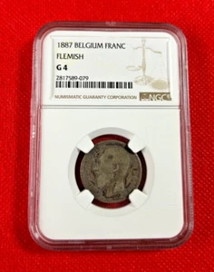 1887 BELGIUM FRANC FLEMISH NGC G4 - Picture 1 of 2