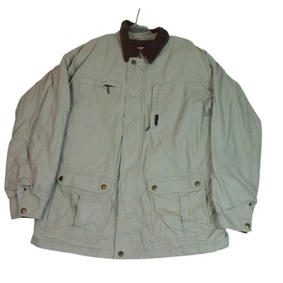 Jaqueta Columbia Masculina Bege Algodão Celeiro Casaco Campo Forrado de Lã Exterior Extra Grande - Imagem 1 de 4