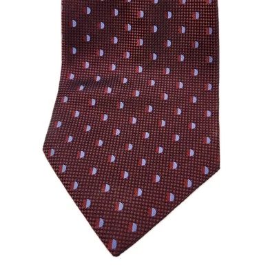 Corbata Para Hombre Valerio Garati Borgoña Rojo Seda Corbata Azul Geométrica Media Luna  Foto 1 de 4