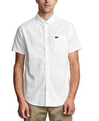 Camisa RVCA L113039 Para Hombres Blanca That'll Do Elastizada Manga Corta Abotonada Talla M Foto 1 de 4