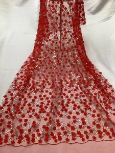 Hermosa tela de lentejuelas con flor de ciruela 3D para disfraces, vestido, vestido, por 1 yarda - Imagen 1 de 12