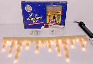 GE/General Electric WINDOW ICE, 50 Christmas String Lights Sculpted Icicle Set - Picture 1 of 12