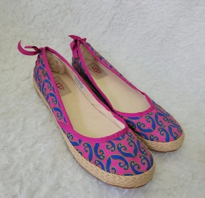 Zapatos planos UGG para mujer rosa azul estampado geométrico talla 7 Foto 1 de 4