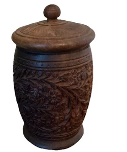 Contenedor de té de palo de rosa indio indio Sheesham tallado a mano  - Imagen 1 de 4