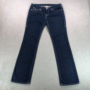 VTG True Religion Jeans Women 3o Blue Billy Bootcut Bejeweled Flap Y2K USA Made - Picture 1 of 18