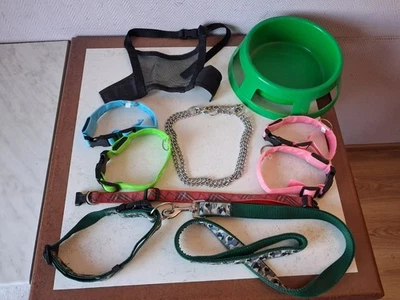 lot 7 colliers+accessoires pour chien moyen,tailles réglables. - Photo 1/4