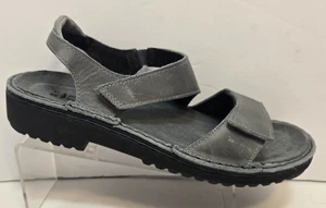 Naot Enid Gray Leather Orthotic Comfort Sandals Women's Size 8 - Picture 1 of 10