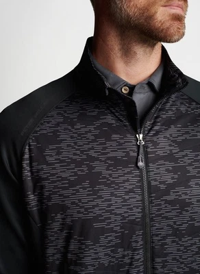 Chaqueta para hombre Peter Millar XL Merge Elite Hybrid Negra con cremallera completa $230 Foto 1 de 4