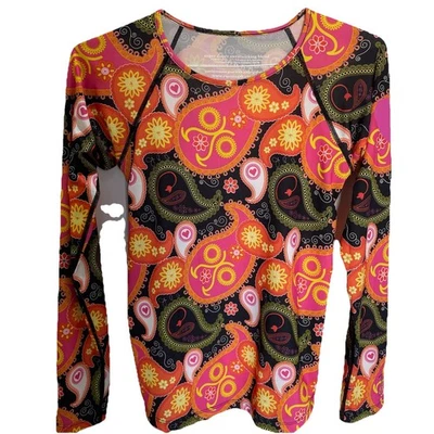 Faldas para Correr Negro Cachemira Manga Larga Top Talla Grande Retro Hippie Fitness Perf Foto 1 de 4