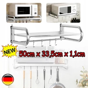 Supporto per microonde supporto per microonde ripiano supporto da parete con 5 ganci TOP - Foto 1 di 16