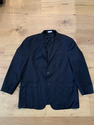 GEOFFREY BEENE 46R 男式黑色 100% 羊毛细条纹西装外套运动外套 — 第 1/4 张图片