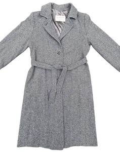 Gabardina Pendleton Vintage Espiga Lana Virgen Largo Cinturón Azul Gris EE. UU. - Imagen 1 de 13