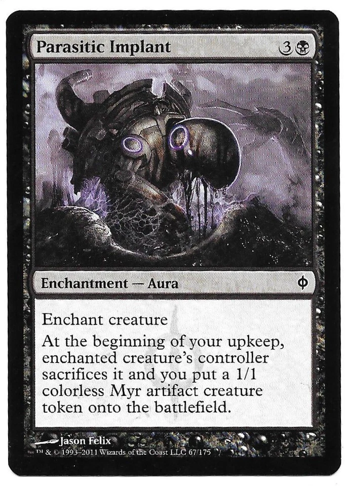 MAGIC THE GATHERING PARASITIC IMPLANT ENCHANTMENT AURA 67/175 New Phyrexia MTG - Image 1 of 1