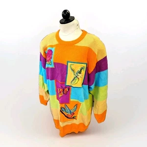 Vintage IB Diffusion Damen Strickjacke Pullover Streifen L bunt 80er 90er Tunika - Bild 1 von 15