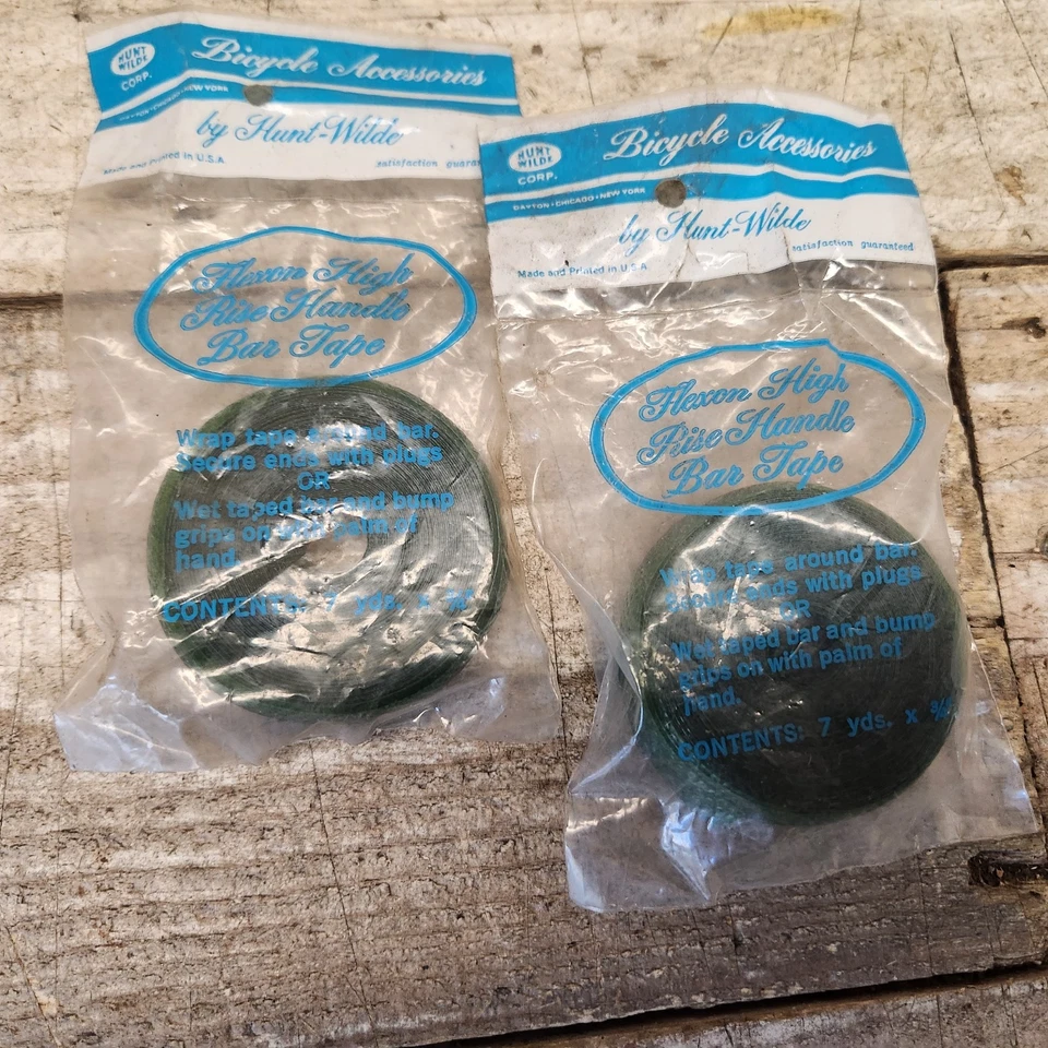 Par de cintas de manillar de vinilo Hunt Wilde verde campus envoltura de barra Schwinn década de 1970 NOS Foto 1 de 4