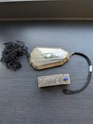 Art Deco Guilloche Enamel Compact and Antique lipstick Case with Mirror