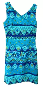 Kathy Lee Collection Sleeveless Print Dress-8, pretty blue multi - Picture 1 of 13