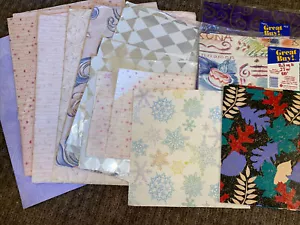 Vintage WRAPPING PAPER Assortment ~ 14 Full & Partial Flat Gift Wrap Sheets Lot - Picture 1 of 3