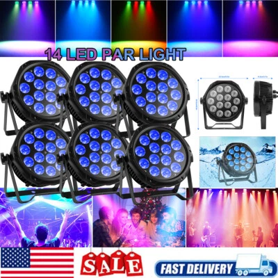 6PCS 14x15W Outdoor Waterproof LED Par Can Stage Light RGBW DMX DJ Party Lights - Image 1 of 4