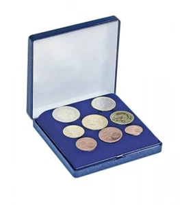 Cofanetto per una serie da 8 monete Euro - Blu - Lindner - Imagen 1 de 2