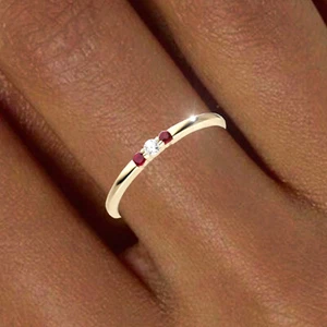 Vorsteckring Stapel Ring Rubine 333 echt Gold Zirkoniasteine 50 52 54 56 58 60 - Bild 1 von 4