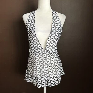 Traje de Baño Halter Missguided EE. UU. Talla 0 Mono Cubierto Negro Blanco - Imagen 1 de 4