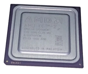 AMD 500mhz AMD-K6-2 500ADK CPU Super Socket 7 2.2v core 3.3v K6-II Vintage - Picture 1 of 2