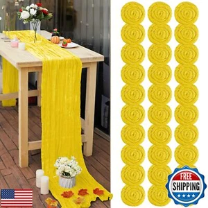 30 Pcs Yellow 10FT Cheesecloth Table Runner 23"x120" Boho Gauze Table Runner - Picture 1 of 5
