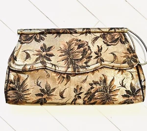 Vintage Mid-Century-Modern Gold Lame Clutch Purse - Picture 1 of 24