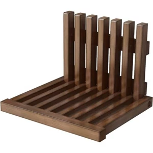 KASLANDI Sedile Doccia Pieghevole in Legno Panca Sgabello Bagno a Parete 220lb Marrone - Foto 1 di 11