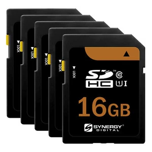 Synergy Digital 16GB, SDHC UHS-I Memory Cards - Class 10, U1, 95MB/s - Pack of 5 - Picture 1 of 6