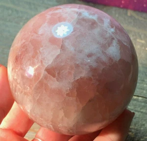 SHIMMERING RAINBOW FILLED NEW FIND! ROSE CALCITE POLISHED CRYSTAL SPHERE 648.9g - Picture 1 of 8