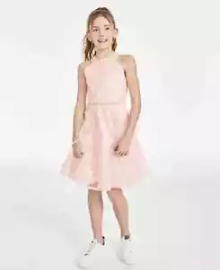 Rare Editions Sleeveless Floral Organza Social Dress Girls 14 Blush Back Zip~ - Picture 1 of 16