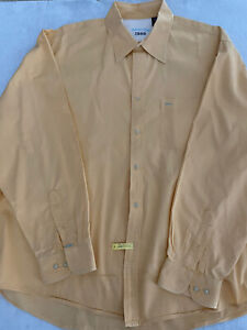 Izod Saltwater Mens Button Up Down Long Sleeve Dress Shirt Size XL Yellow 0923d