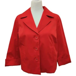 New Modern Alfani Red 3/4 Sleeve Cotton Jacket Back Pleat Lined Sz 8 Teen Sz 6.5 - Picture 1 of 9