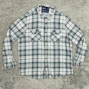 American Eagle Men's 3XL Button Shirt Long Sleeve Plaid Gray Vintage Fit Plaid C