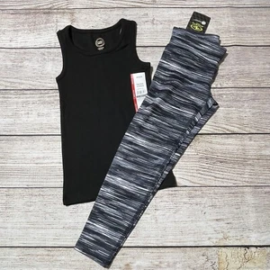 Girls Athletic Outfit Size XS (4-5). NWT! Mixed Brands. Black Tank & Leggings. - Picture 1 of 6