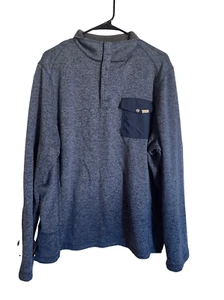 Woolrich Herren blau meliert Langarm Viertel Druckknopf Drifter Pullover Sweater XL - Bild 1 von 15