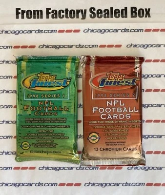 1998 Topps Finest HTA Jumbo 1&2 Packs Look4 Peyton Manning Rookie RC Refractors - Image 1 of 4