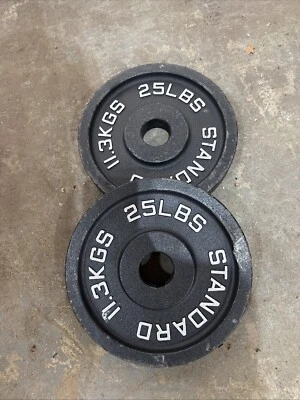 "Placas de peso olímpicas de hierro fundido de 25 lb - par (50 lb en total) 2"" orificio ESTÁNDAR" Foto 1 de 3